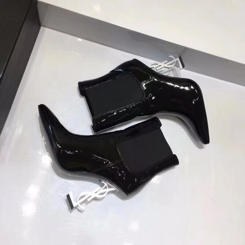 2019 NEW YSL Patent leather Ankle Boots 102932 SILVER